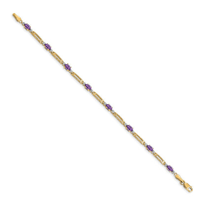 10K Gelbgold Diamant und Amethyst Armband