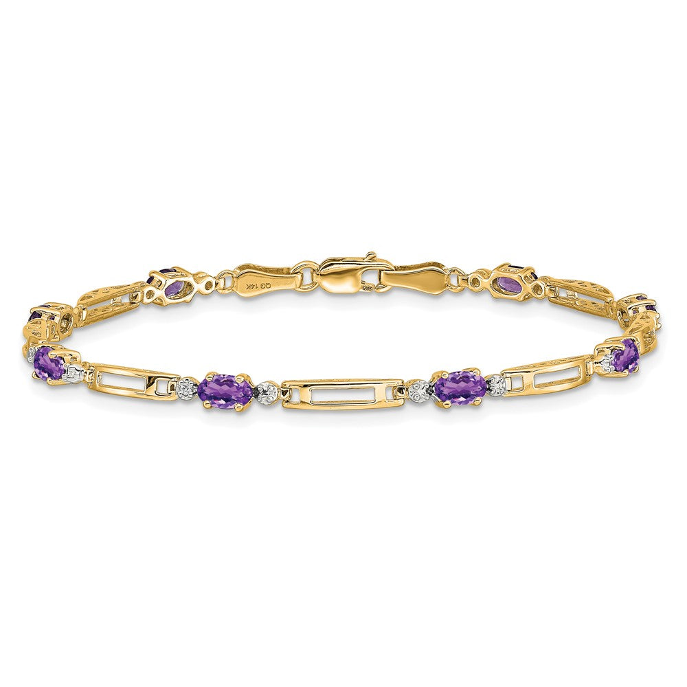10K Gelbgold Diamant und Amethyst Armband