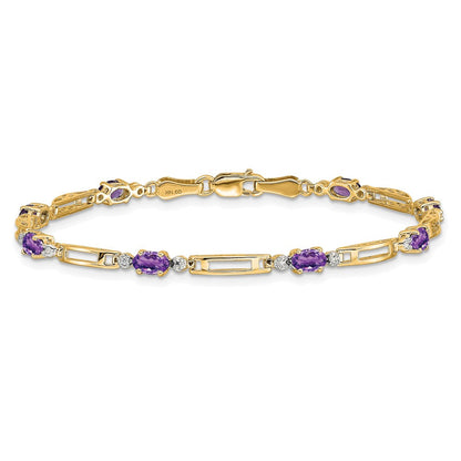 10K Gelbgold Diamant und Amethyst Armband