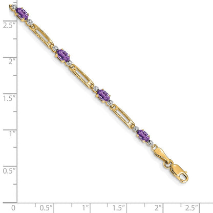 10K Gelbgold Diamant und Amethyst Armband