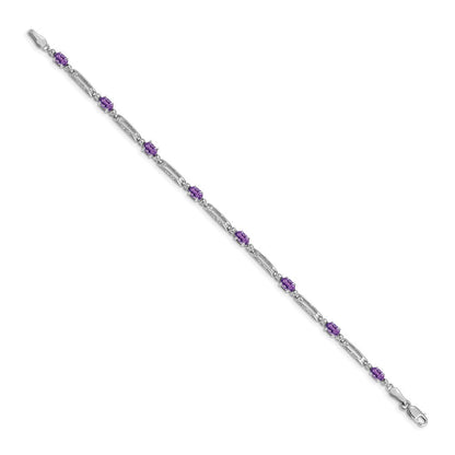 14 Karat Gelbgold Armband mit natürlichen Amethysten und Diamanten