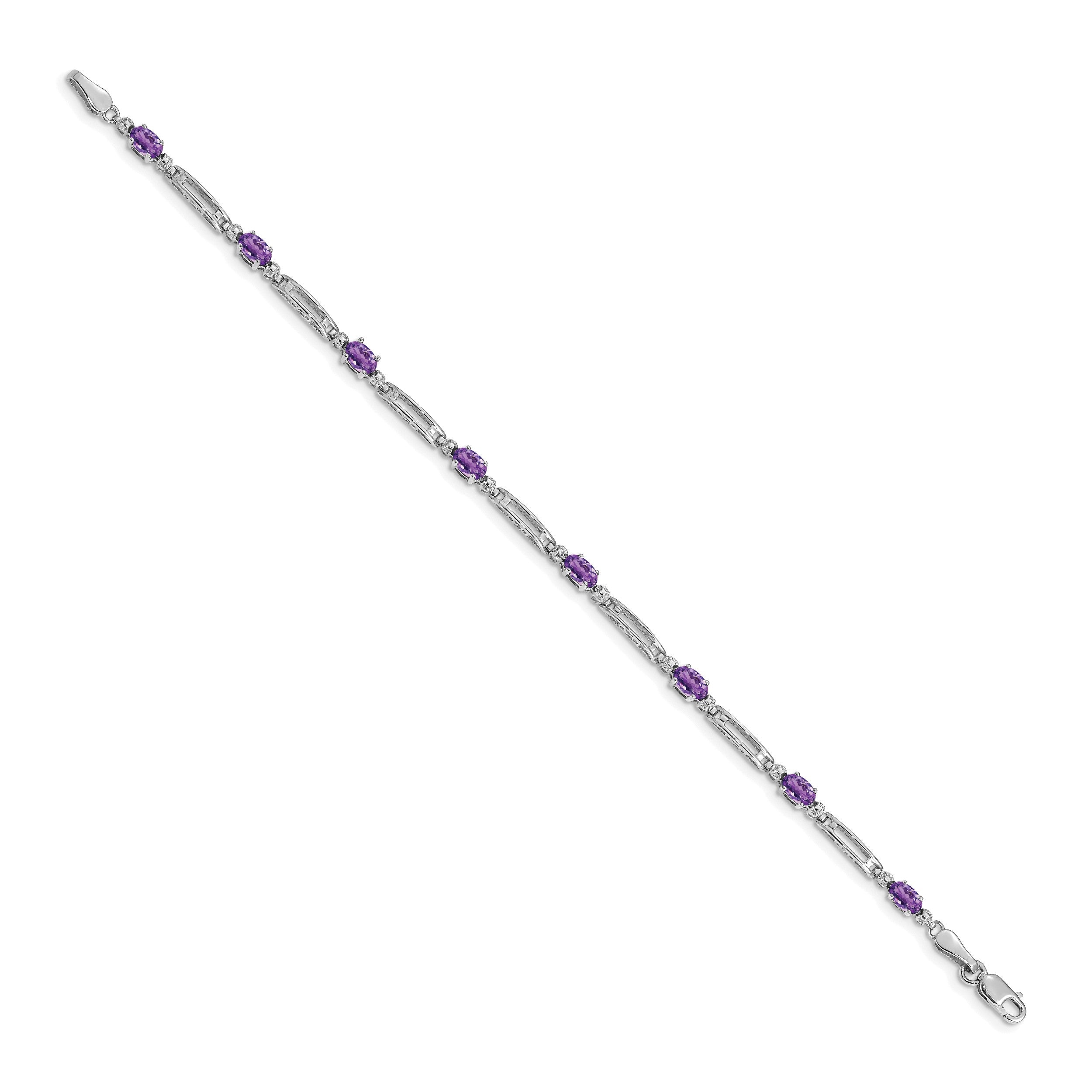 10K Weißgold Diamant und Amethyst Armband