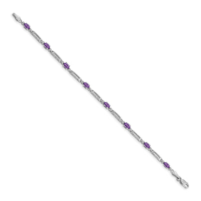 10K Weißgold Diamant und Amethyst Armband