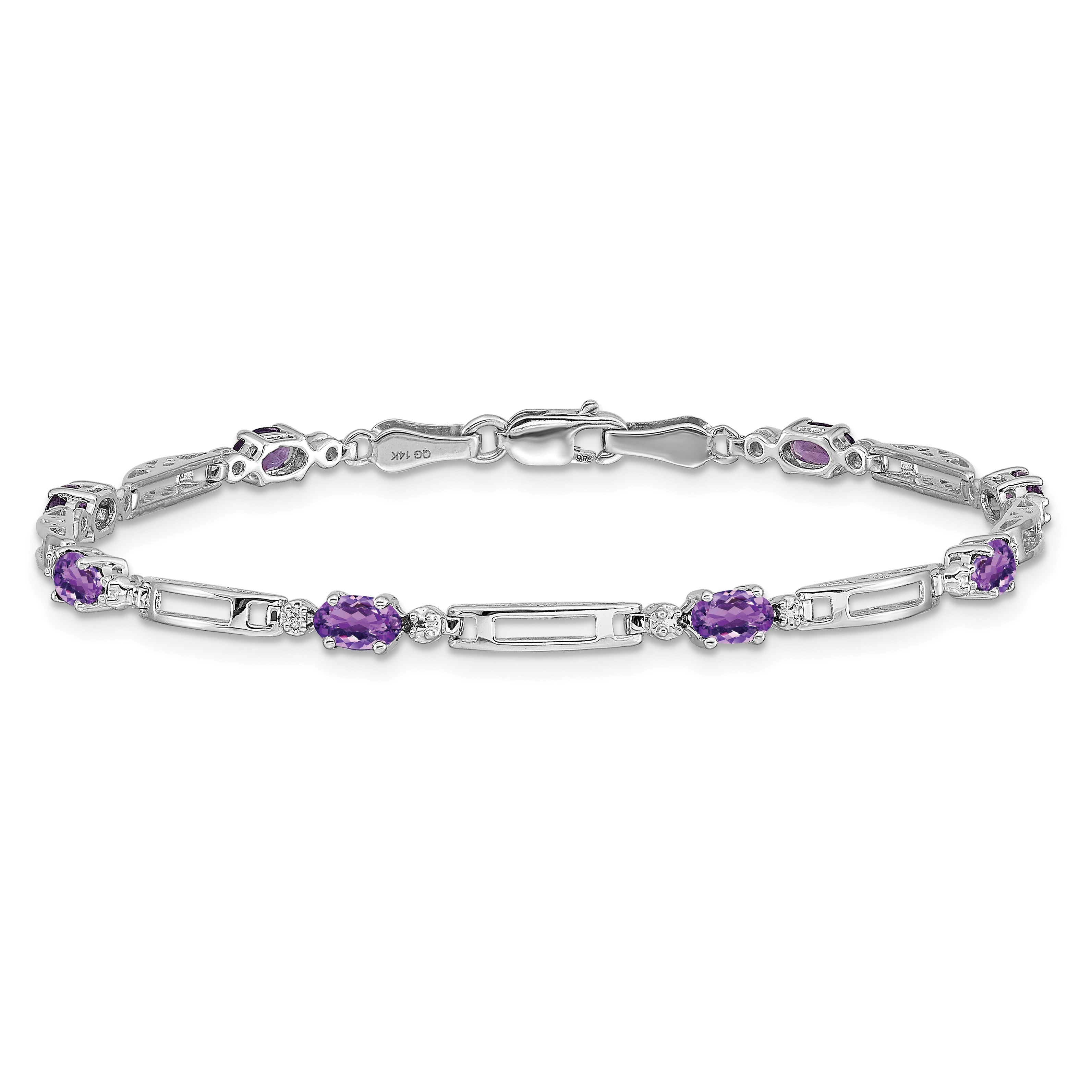 10K Weißgold Diamant und Amethyst Armband