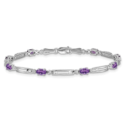 10K Weißgold Diamant und Amethyst Armband