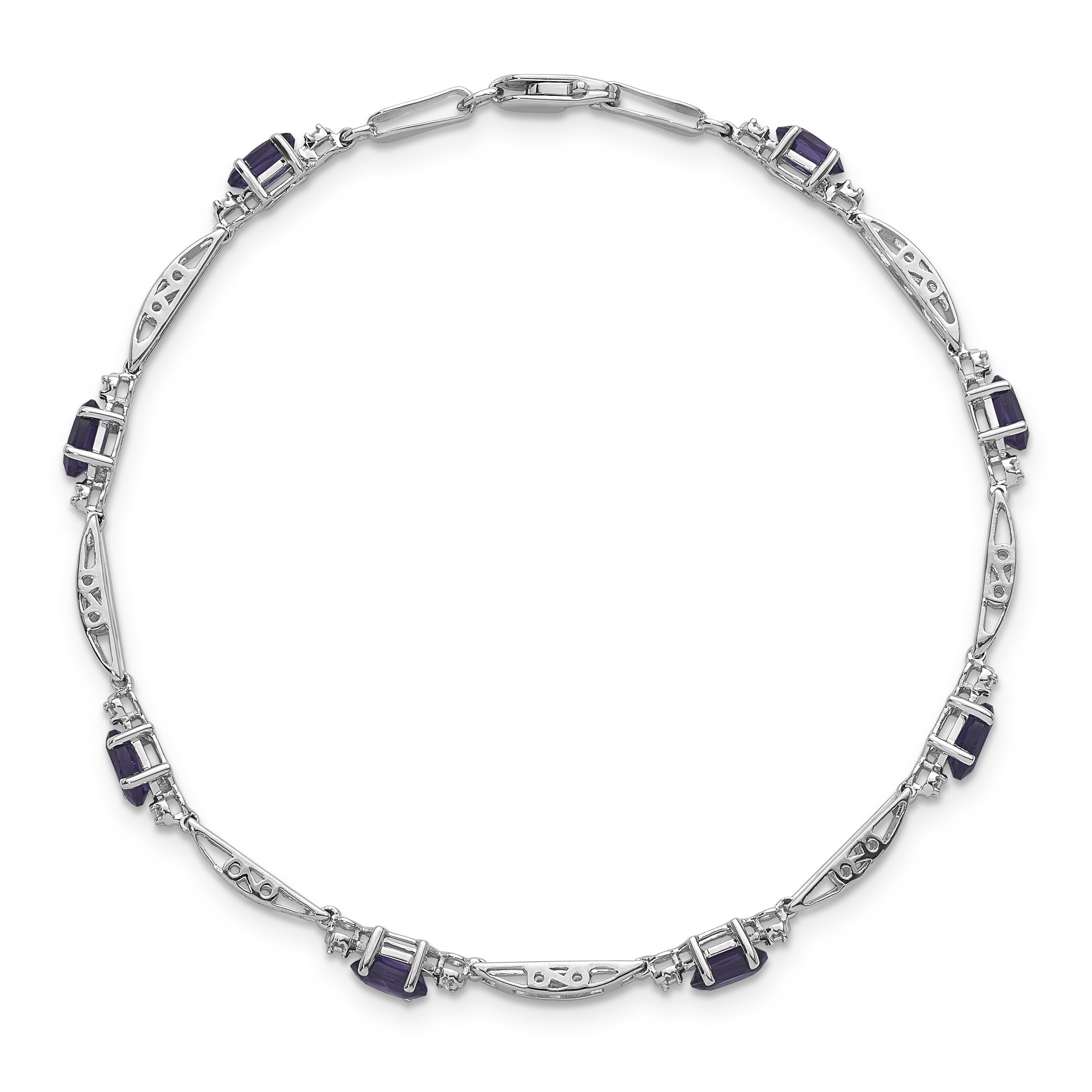 10K Weißgold Diamant und Amethyst Armband