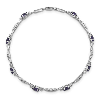 10K Weißgold Diamant und Amethyst Armband