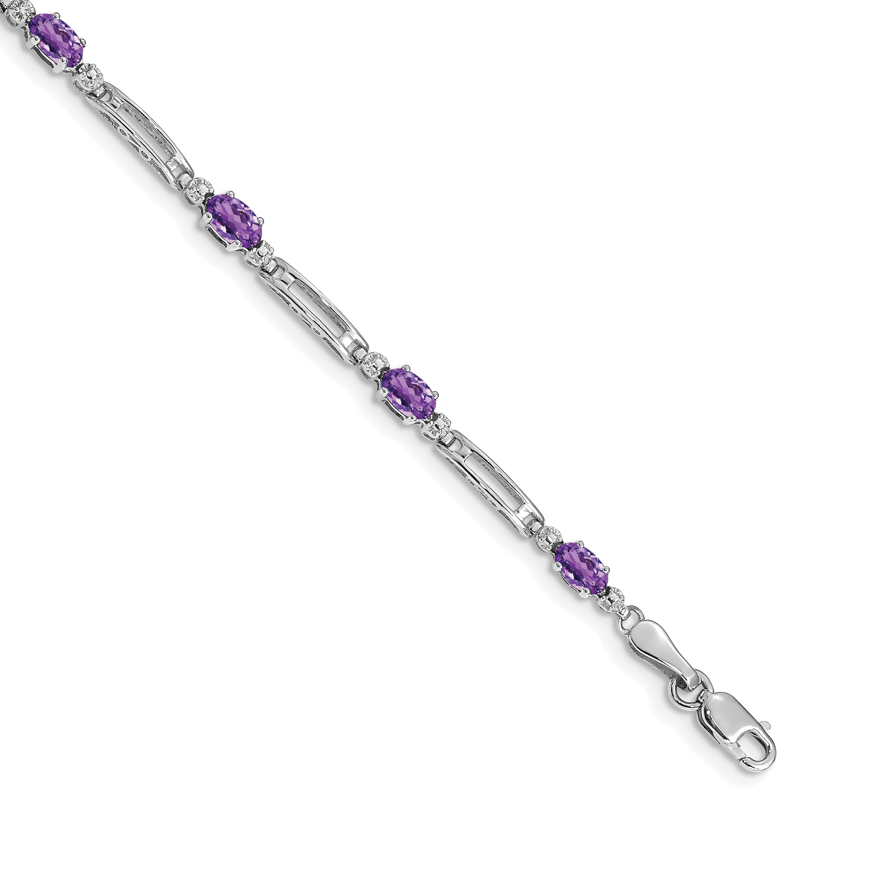 10K Weißgold Diamant und Amethyst Armband