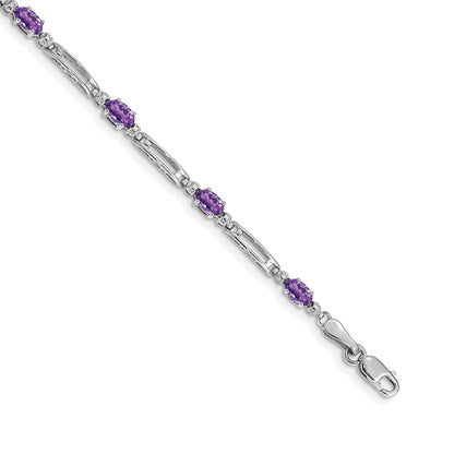 10K Weißgold Diamant und Amethyst Armband