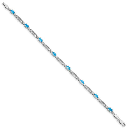 10K Weißgold Diamant und Blautopas Armband
