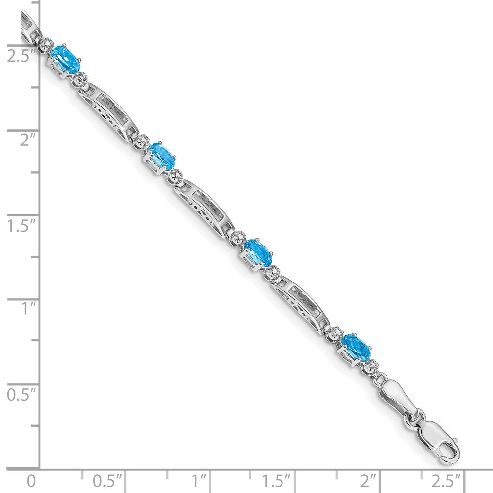 10K Weißgold Diamant und Blautopas Armband