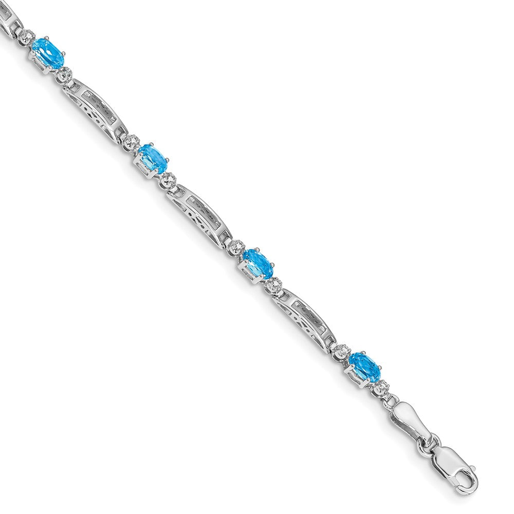 10K Weißgold Diamant und Blautopas Armband