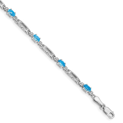 10K Weißgold Diamant und Blautopas Armband