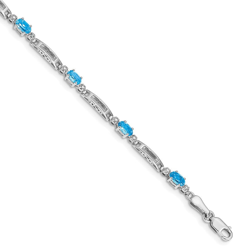 10K Weißgold Diamant und Blautopas Armband