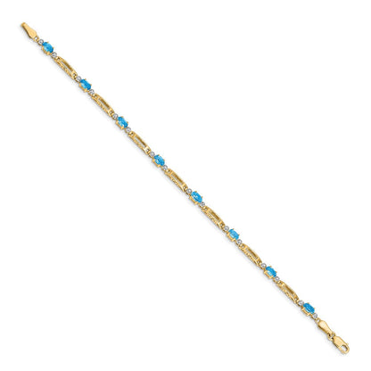 10K Gelbgold Diamant und Blautopas Armband