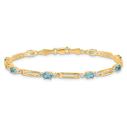 10K Gelbgold Diamant und Blautopas Armband