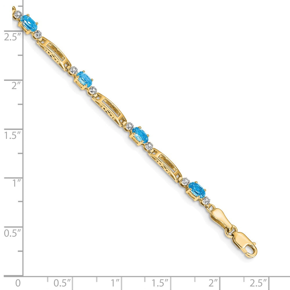10K Gelbgold Diamant und Blautopas Armband
