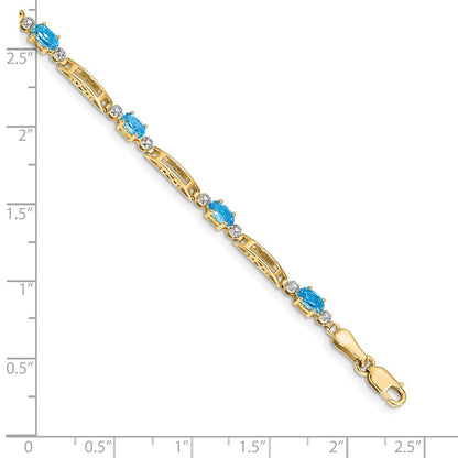 10K Gelbgold Diamant und Blautopas Armband