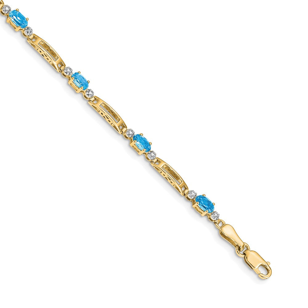 10K Gelbgold Diamant und Blautopas Armband