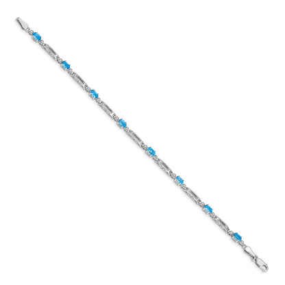 14K Gelbgold Armband mit Swiss Blue Topas und natürlichem Diamant
