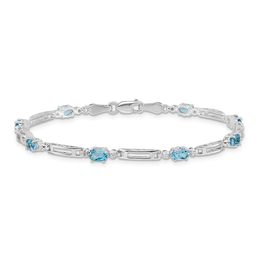 14K Gelbgold Armband mit Swiss Blue Topas und natürlichem Diamant