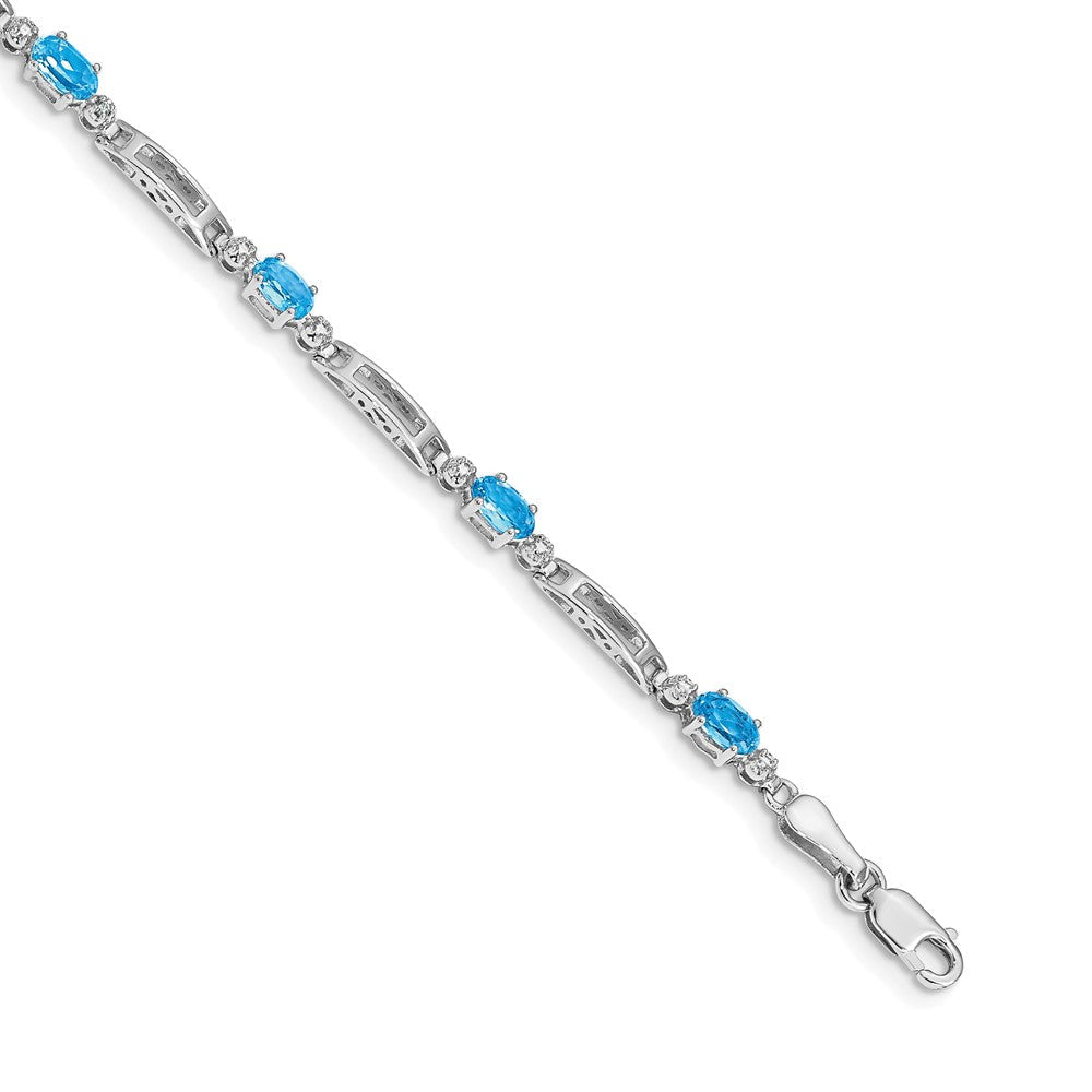 14K Gelbgold Armband mit Swiss Blue Topas und natürlichem Diamant