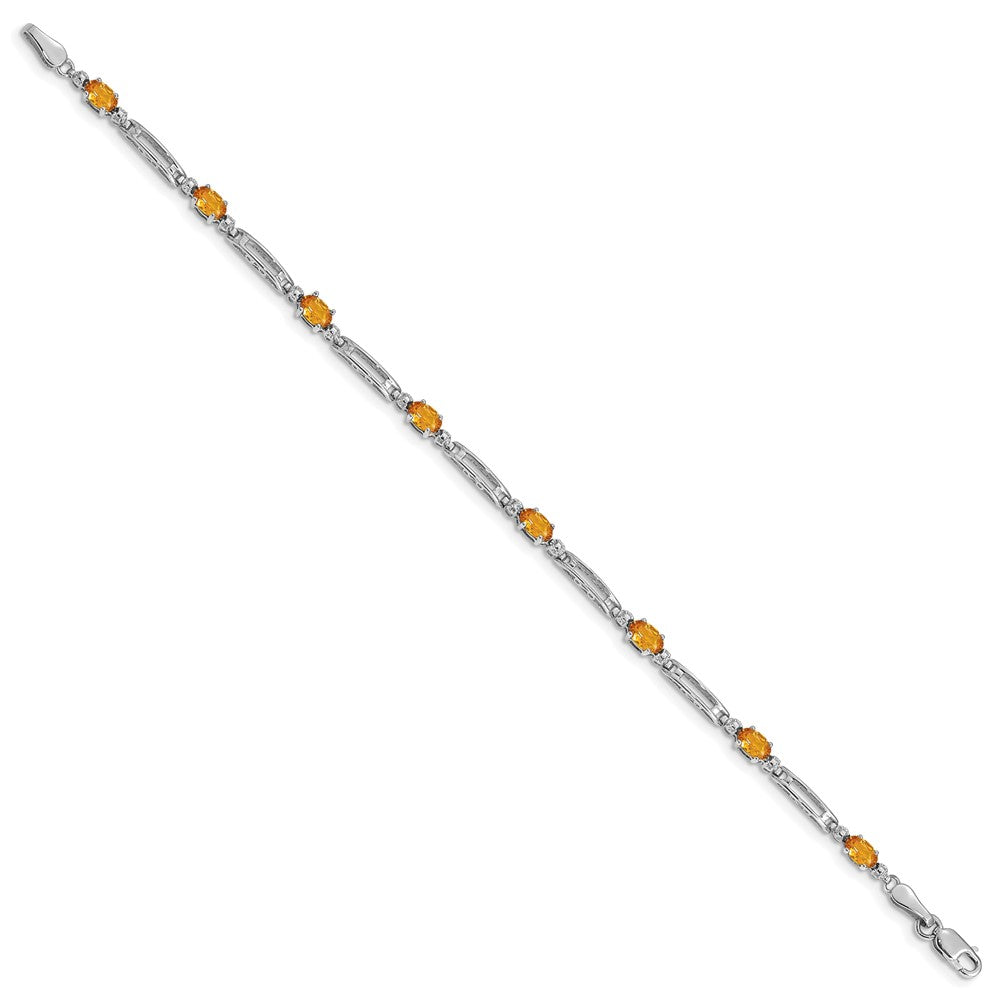 10K Weißgold Diamant und Citrin Armband