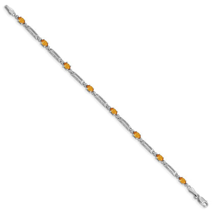 10K Weißgold Diamant und Citrin Armband