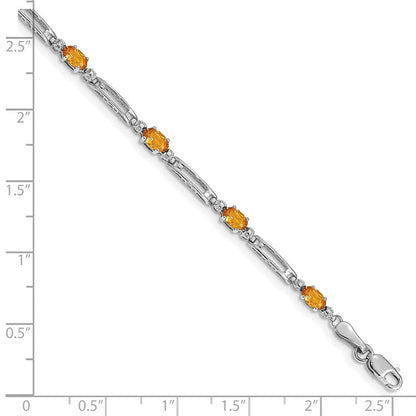 10K Weißgold Diamant und Citrin Armband