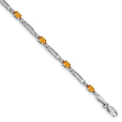 10K Weißgold Diamant und Citrin Armband