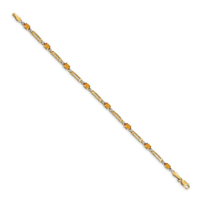 10K Gelbgold Diamant und Citrin Armband