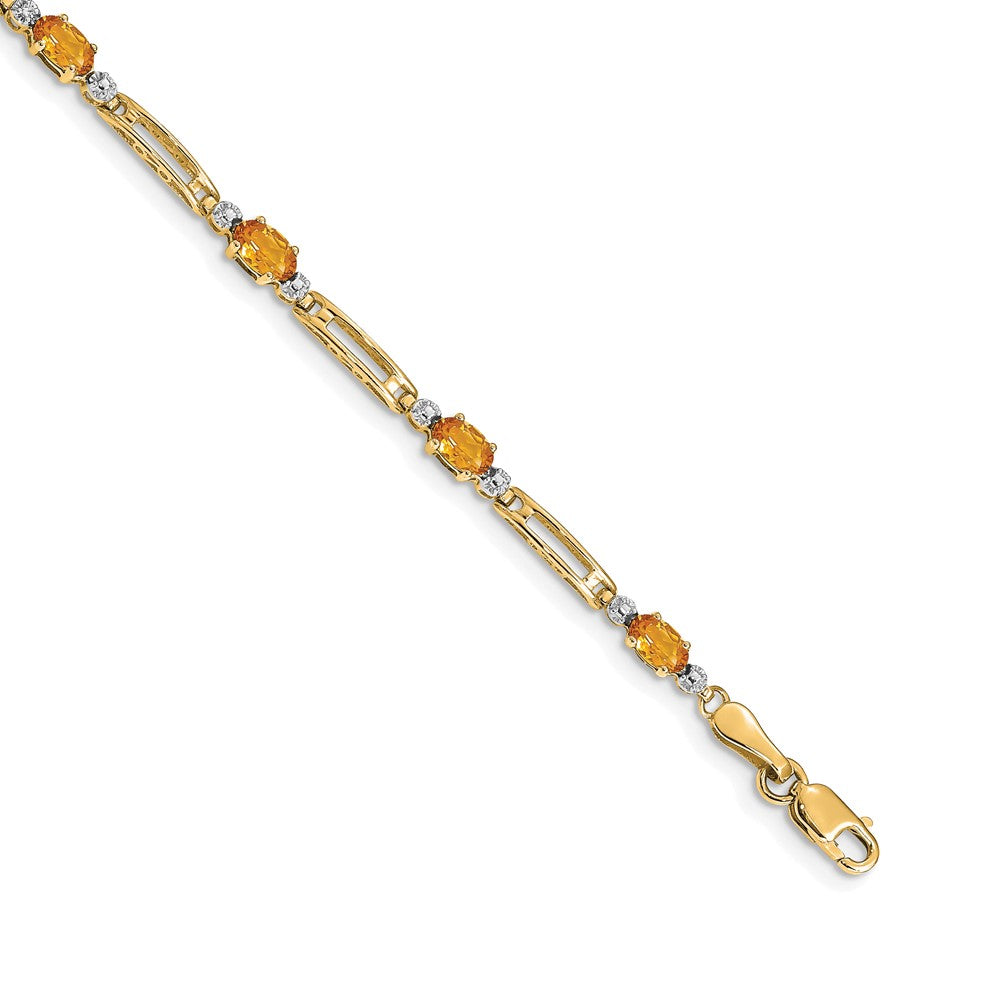 10K Gelbgold Diamant und Citrin Armband