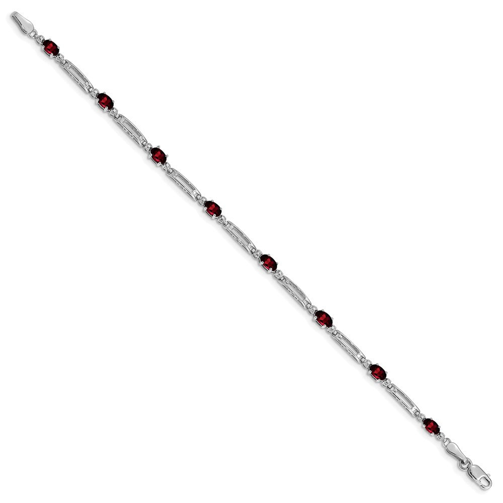 10K Weißgold Diamant und Granat Armband