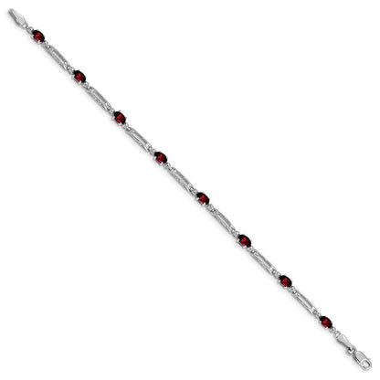 10K Weißgold Diamant und Granat Armband