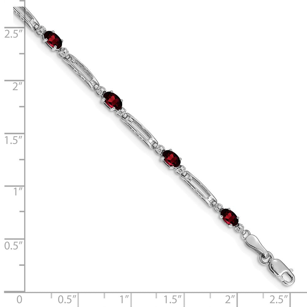10K Weißgold Diamant und Granat Armband