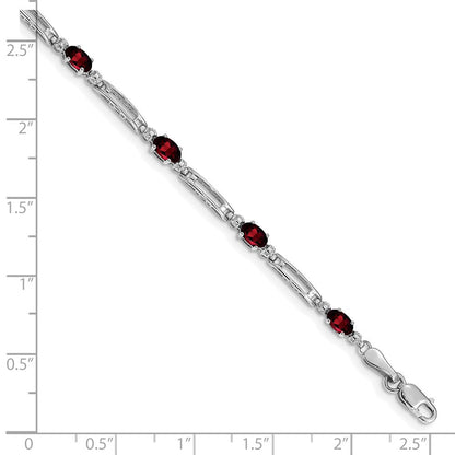 10K Weißgold Diamant und Granat Armband