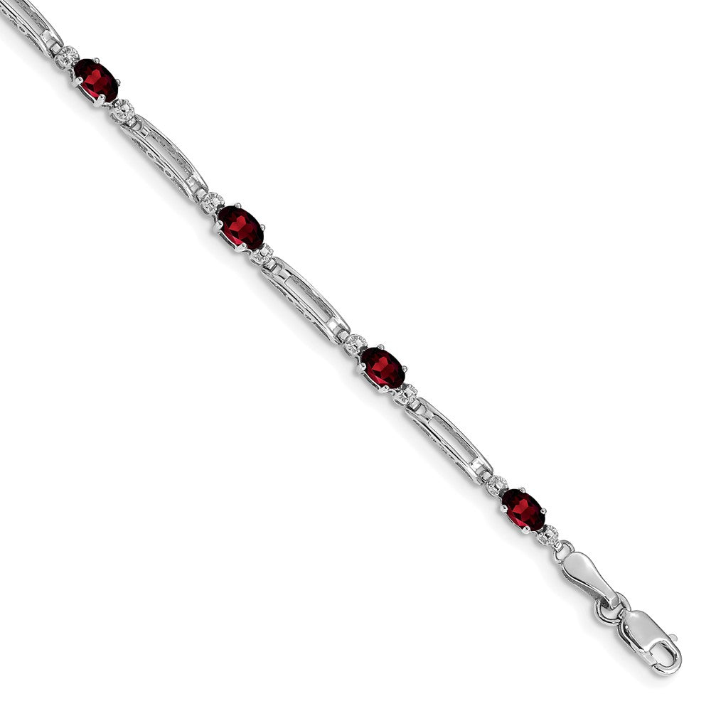 10K Weißgold Diamant und Granat Armband
