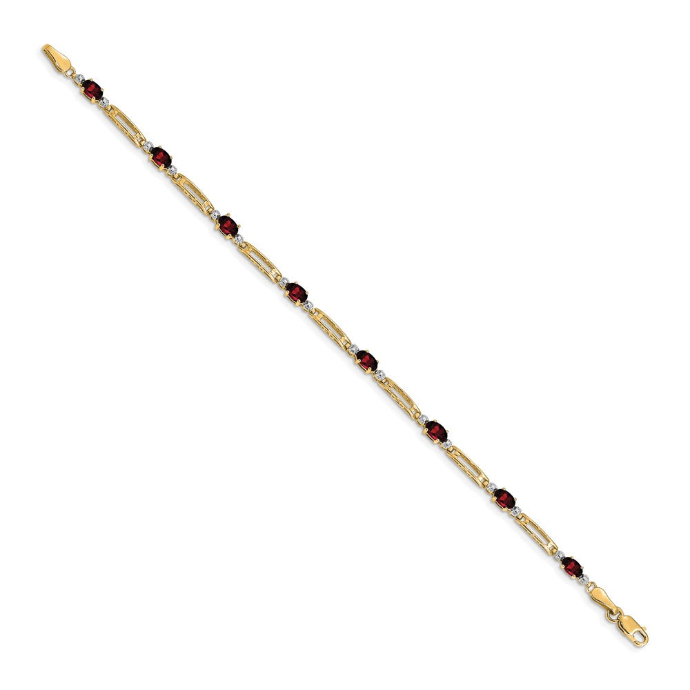 10K Gelbgold Diamant und Granat Armband