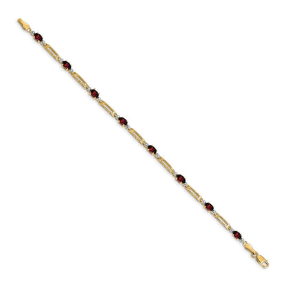 10K Gelbgold Diamant und Granat Armband