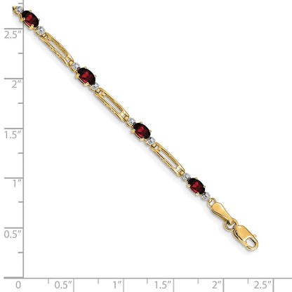 10K Gelbgold Diamant und Granat Armband