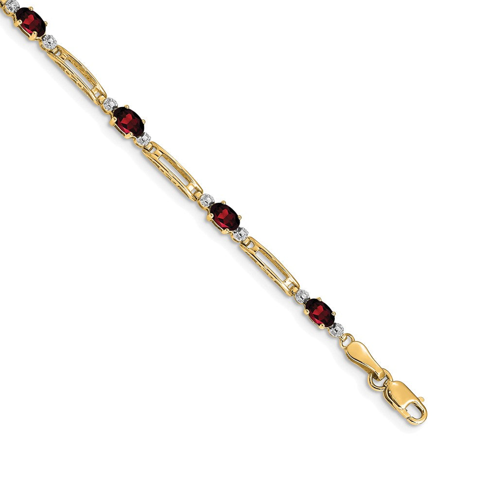 10K Gelbgold Diamant und Granat Armband