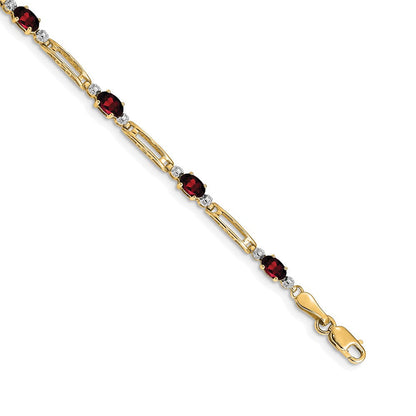 10K Gelbgold Diamant und Granat Armband
