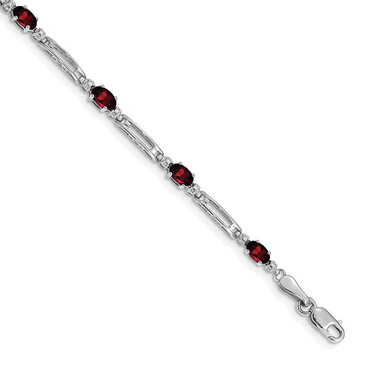 14K Gelbgold Armband mit natürlichem Granat und Diamant