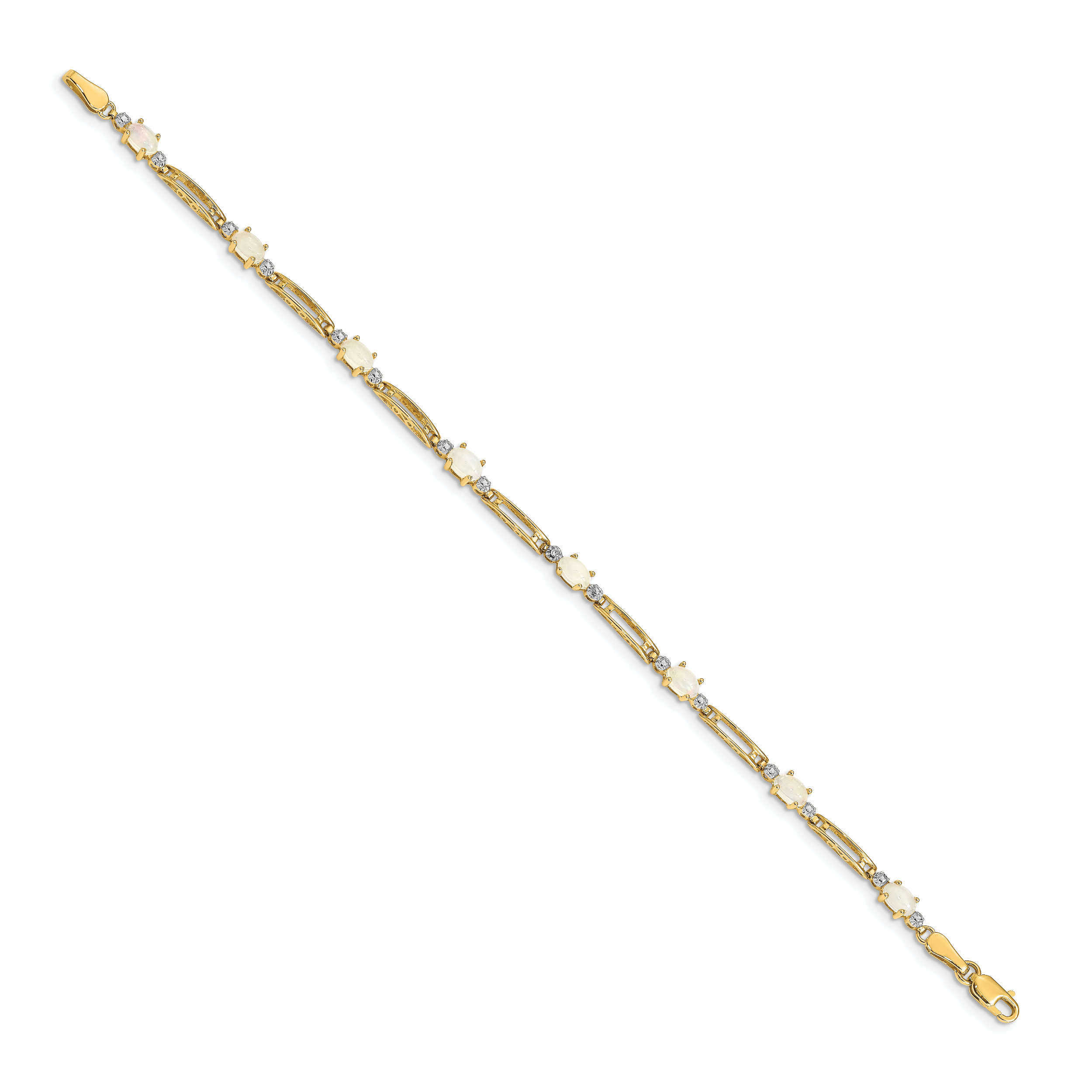 10K Gelbgold Fantasie Diamant und Opal Armband