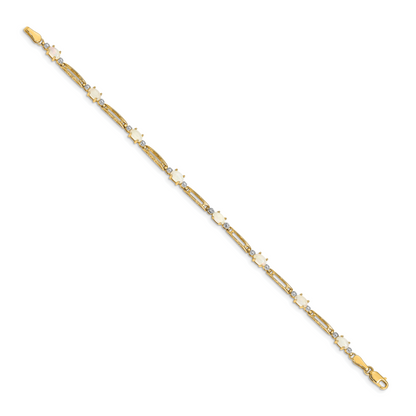 10K Gelbgold Fantasie Diamant und Opal Armband