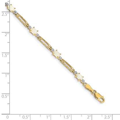 10K Gelbgold Fantasie Diamant und Opal Armband