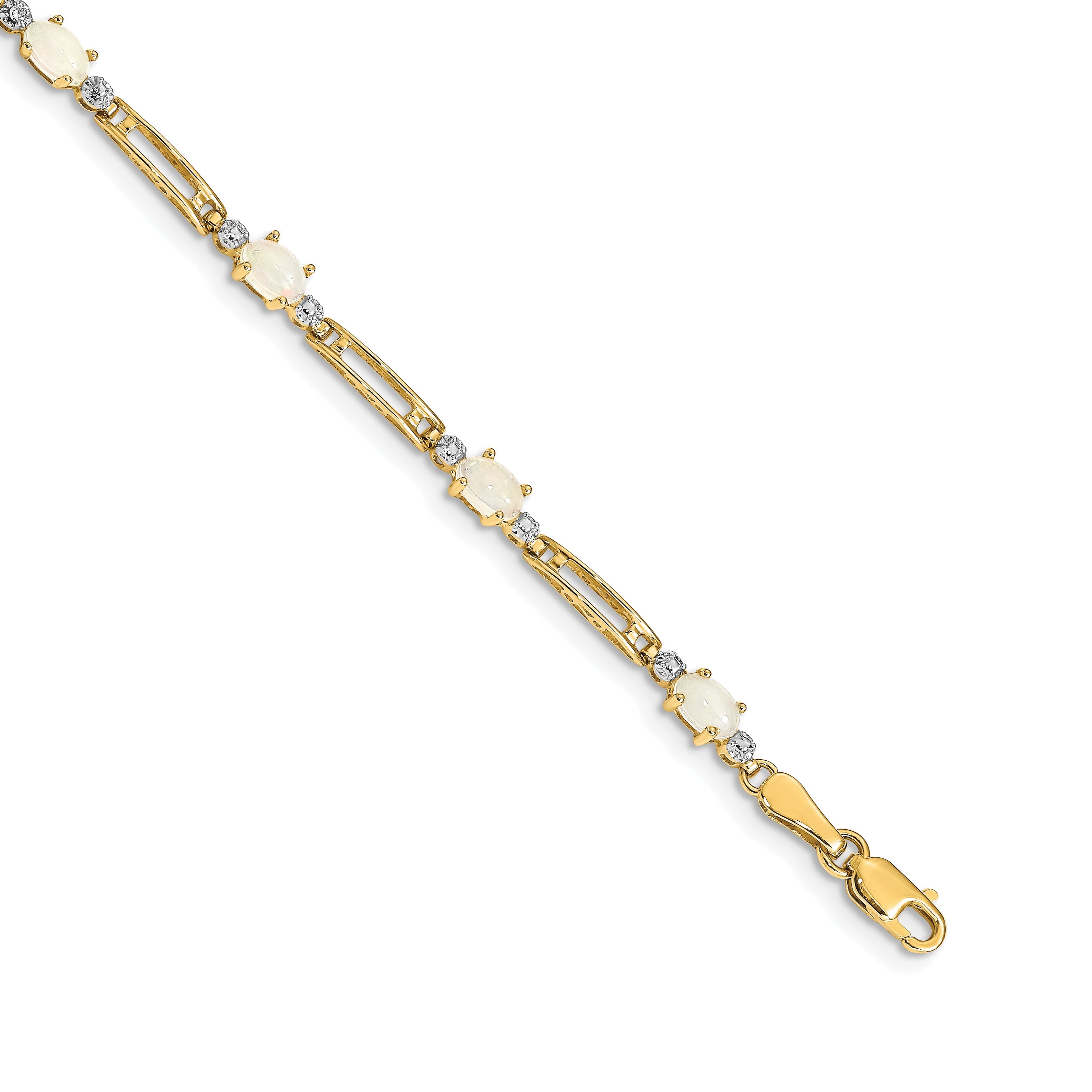 10K Gelbgold Fantasie Diamant und Opal Armband