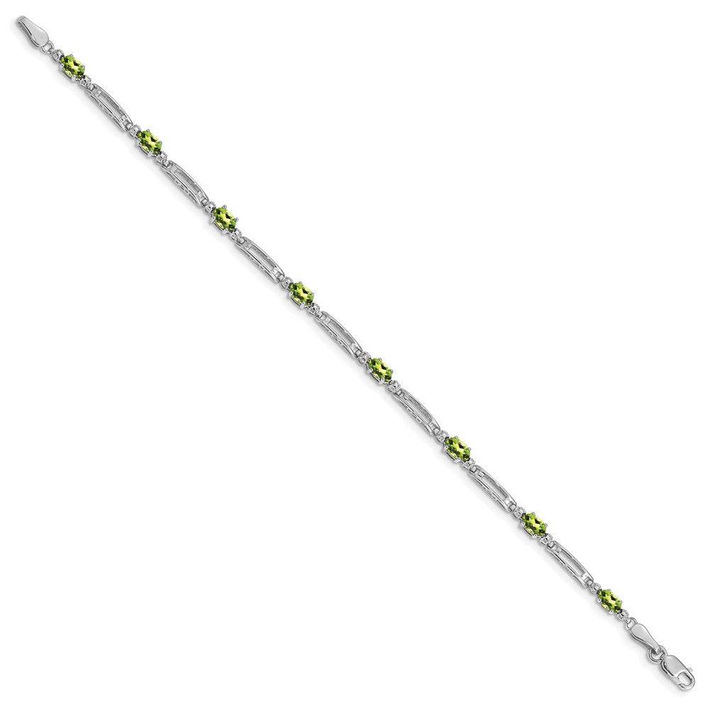 10K Weißgold Diamant und Peridot Armband