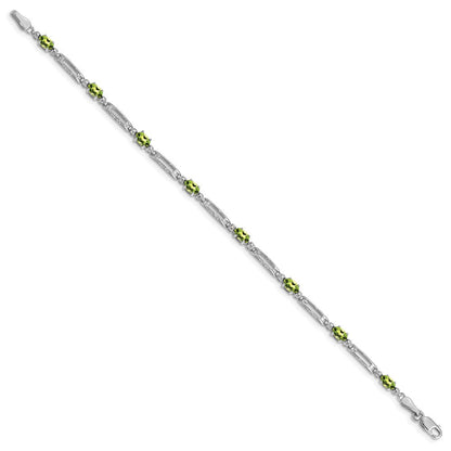 10K Weißgold Diamant und Peridot Armband