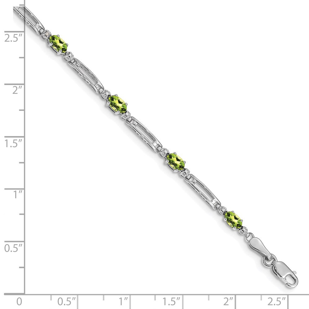 10K Weißgold Diamant und Peridot Armband